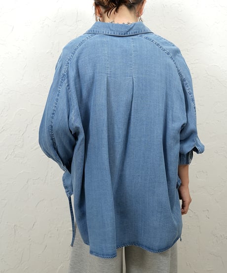 Tencel denim drawstring hem shirt
