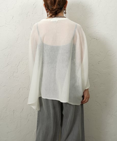 Logo sheer dolman knit 【Whiteラスト2点】