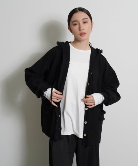 【CYAN tokyo】　ご予約  トリムフリンジニットフーディ