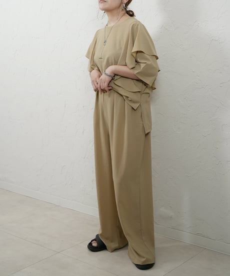 Stretch　georgette relaxpants【beigeラスト1点】