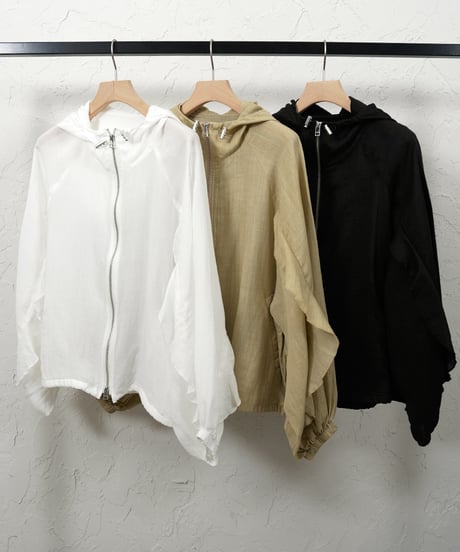 Linen blend frill foodie blouson