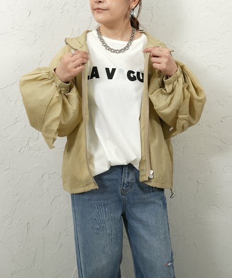 Linen blend frill foodie blouson