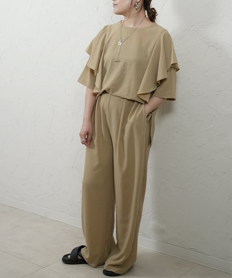 Stretch　georgette relaxpants【beigeラスト1点】