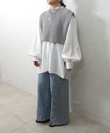 Knit vest×shirt