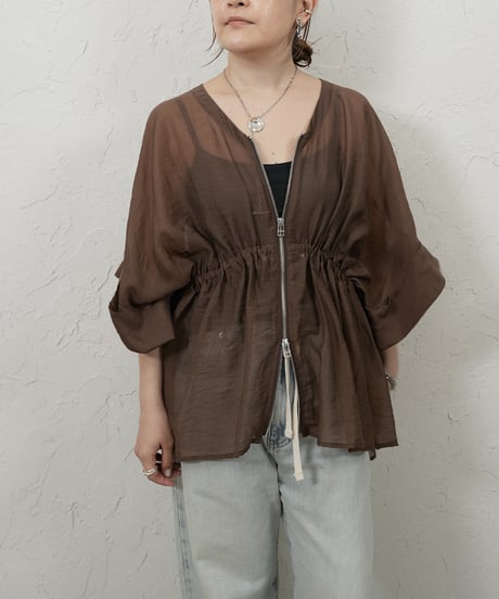 ZIP sheer flare cardigan