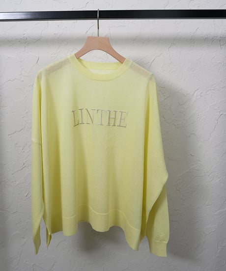 Linen blend sheer logo knit