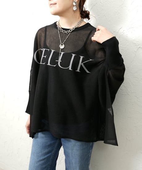 Logo sheer dolman knit 【Whiteラスト2点】