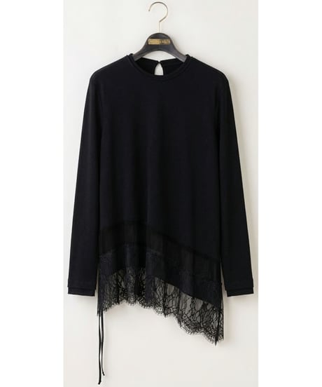 【Lallia Mu】　ご予約  レースヘムハイテンションカットソー