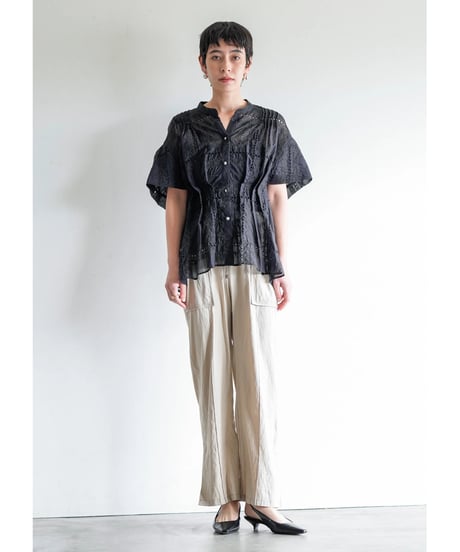 Tuck waist race blouse