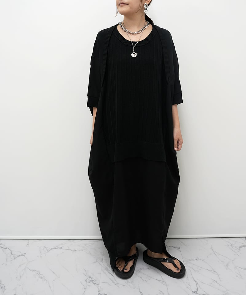 ayane】 ご予約 ニットドッキングドルマンワンピース | select shop Liren