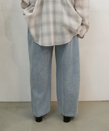 【Liren別注低身長size】　Side tuck linen wide denim pants  ラスト2点❗️
