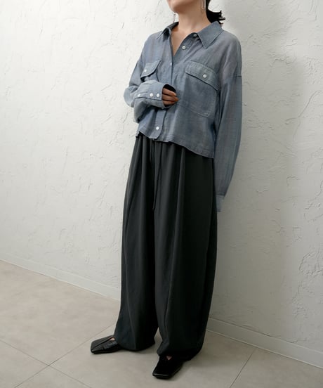 Stretch chiffon volume pants