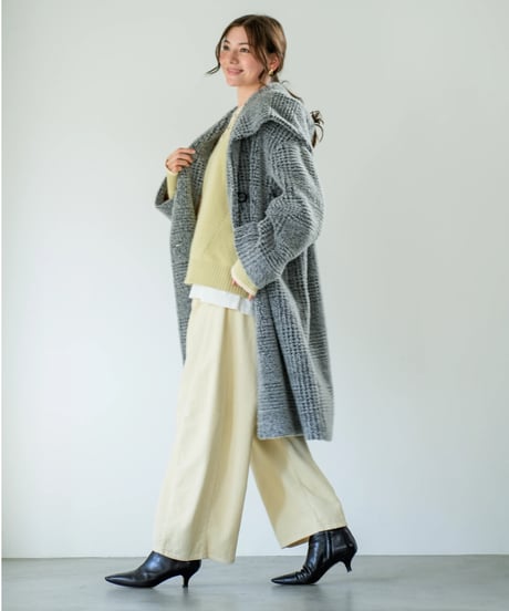 【Lallia Mu】　ご予約  ビッグカラーチェックコート
