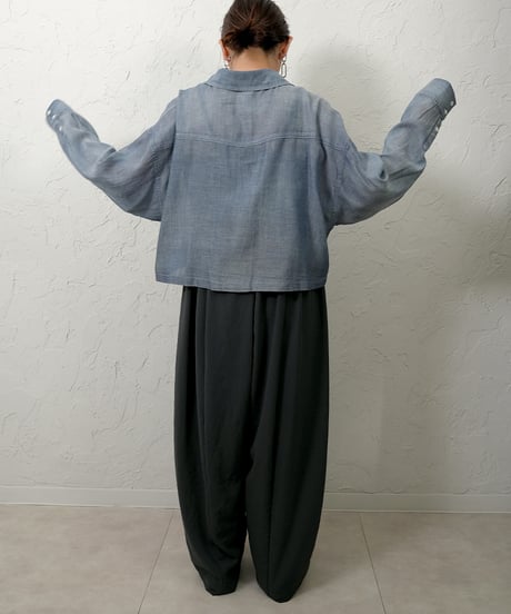 Stretch chiffon volume pants