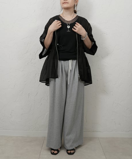 ZIP sheer flare cardigan