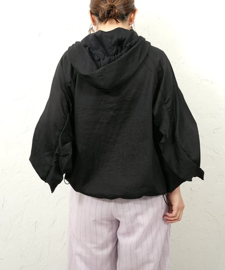 Linen blend frill foodie blouson