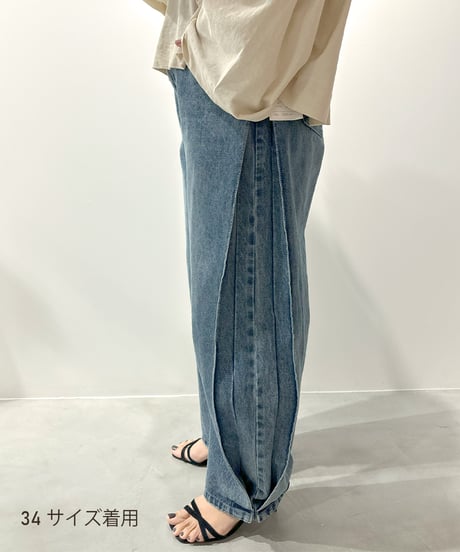 【YENN】再販ご予約  SIDE PLEATED DENIM PT