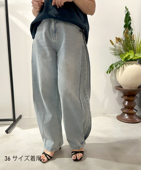 【YENN】再販ご予約  SIDE PLEATED DENIM PT