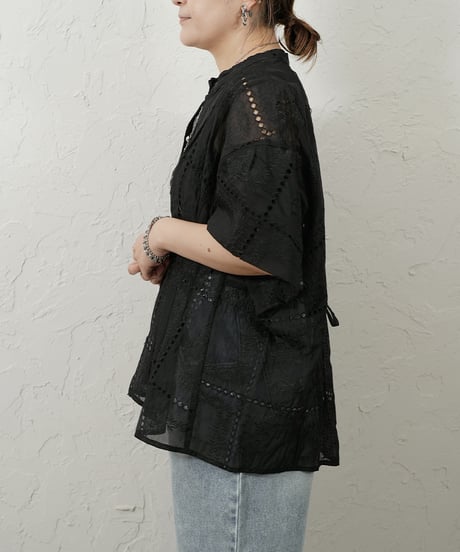 Tuck waist race blouse