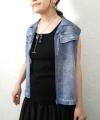 Denim chiffon vest