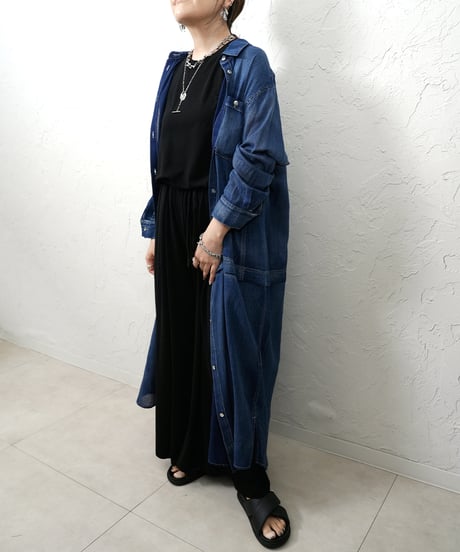 Sheer denim one-piece【blackラスト1点】
