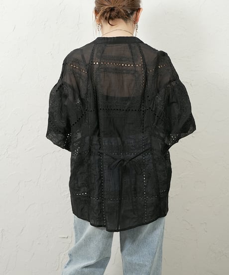 Tuck waist race blouse