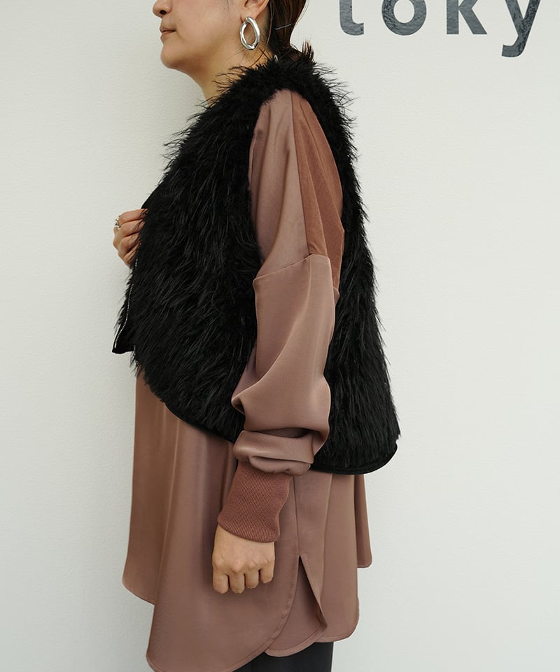 CYAN TOKYO】 ご予約 MIXファーZIPベスト | select shop Liren