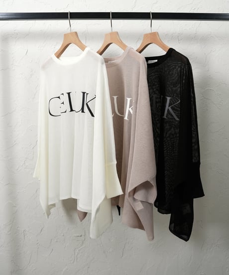 Logo sheer dolman knit 【Whiteラスト2点】
