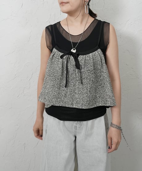 mesh tweed gathered cami【ラスト2点】