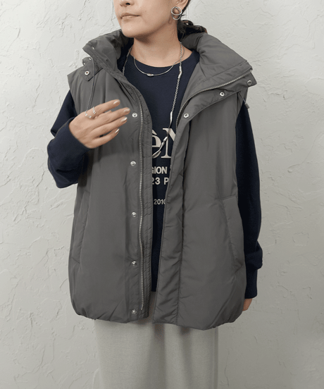 2way hoodie  down vest