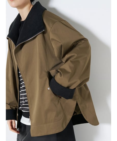 Stand big collar blouson