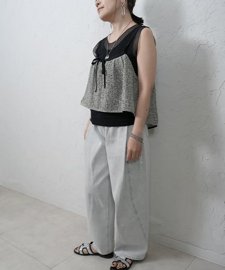 mesh tweed gathered cami【ラスト2点】