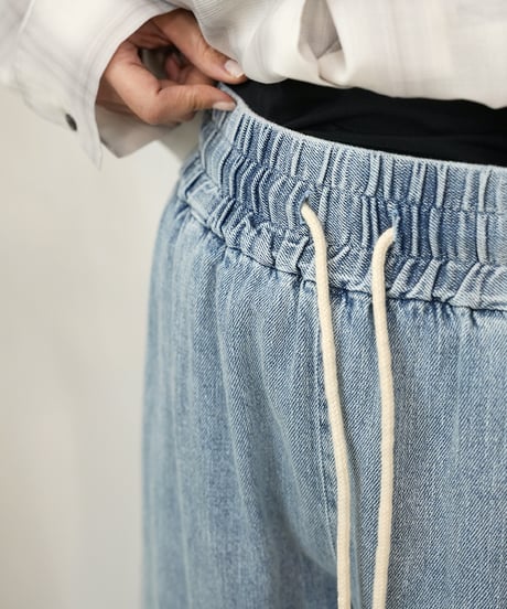 【Liren別注低身長size】　Side tuck linen wide denim pants  ラスト2点❗️