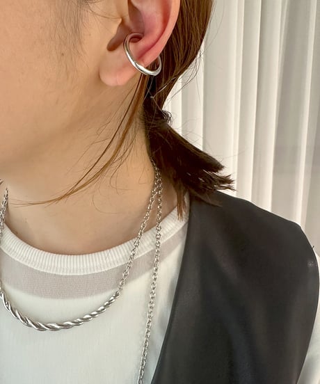 【Sea'ds mara】 Pipe ring earcuff earring Medium シルバーラスト1点