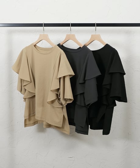 Stretch　georgette　frill　blouse【beigeラスト1点】