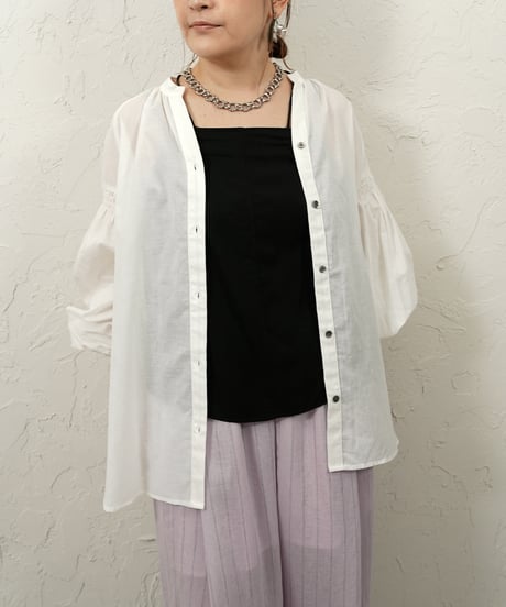 Cotton linen gather sleeve shirt【ラスト1点】