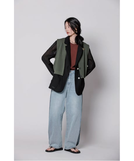 【YENN】再販ご予約  SIDE PLEATED DENIM PT