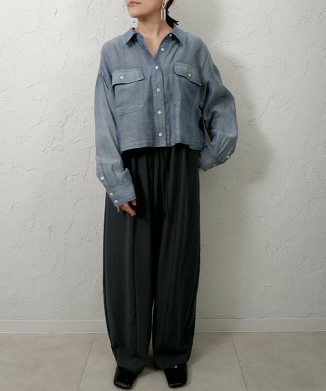 Stretch chiffon volume pants