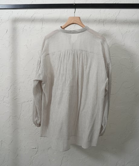 Cotton stripe voile gather pullover