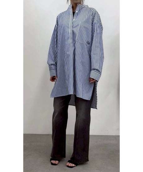 Stripe　skipper　long shirt