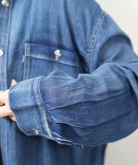 Sheer denim one-piece【blackラスト1点】
