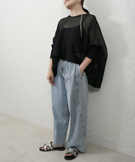 Side tuck curve loose denim Pants　長い方のみ