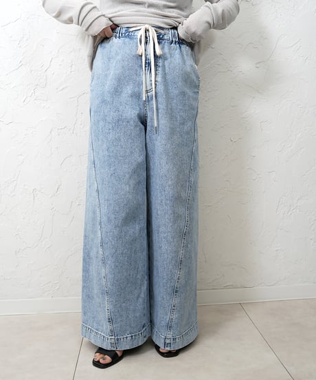 Curve switching drawst  waist   denim pants 【ラスト1点】