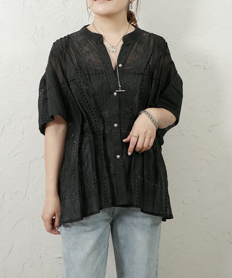 Tuck waist race blouse