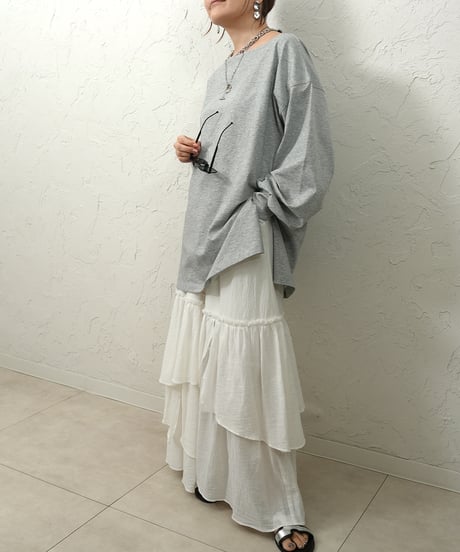 Boat neck　long tee