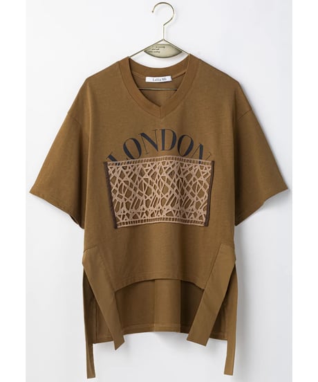 【Lallia Mu】ご予約   レースドッキングクロップドカットソー