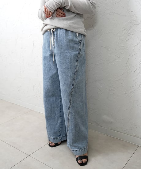 Curve switching drawst  waist   denim pants 【ラスト1点】