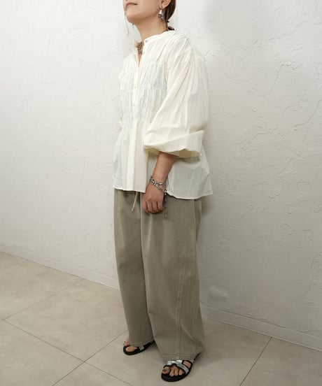 2way waist design tuck curve pants