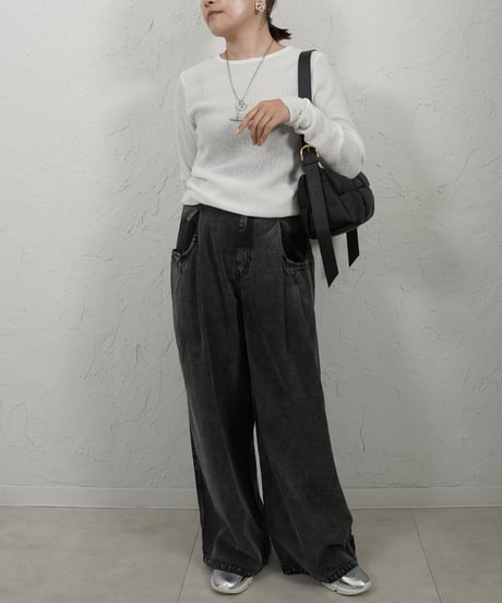Karl Mayer　boat neck pullover【white,blackラスト2点】