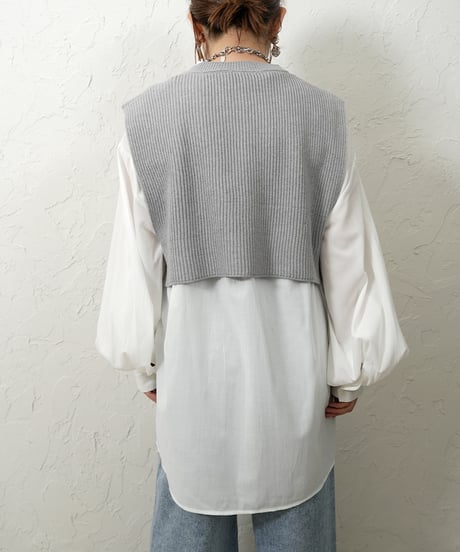 Knit vest×shirt